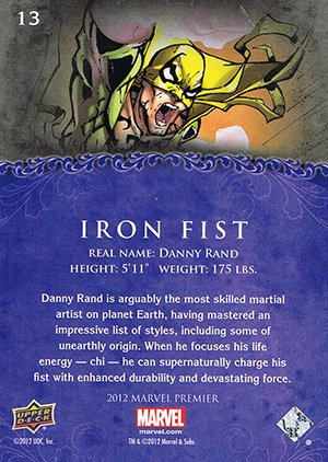 Upper Deck Marvel Premier Base Card 13 Iron Fist