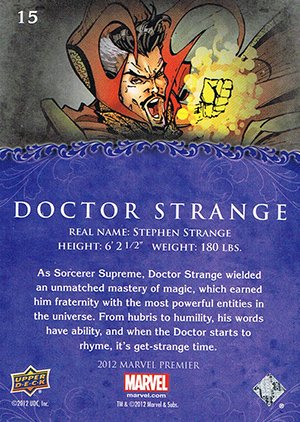 Upper Deck Marvel Premier Base Card 15 Doctor Strange