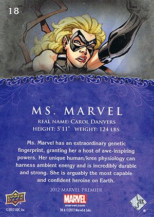 Upper Deck Marvel Premier Base Card 18 Ms. Marvel