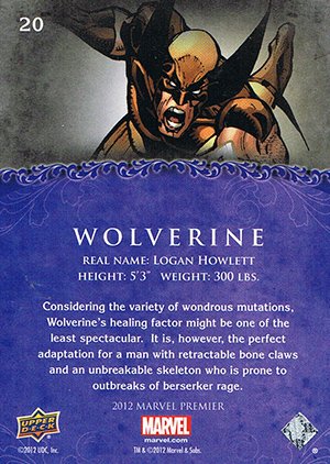 Upper Deck Marvel Premier Base Card 20 Wolverine