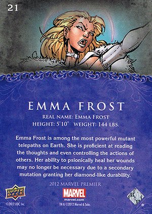 Upper Deck Marvel Premier Base Card 21 Emma Frost