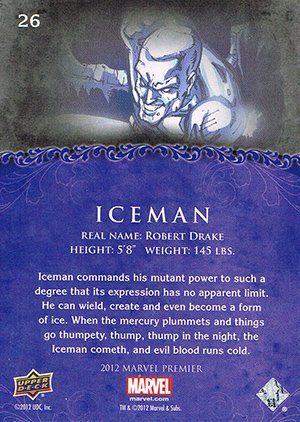 Upper Deck Marvel Premier Base Card 26 Iceman