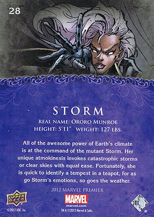Upper Deck Marvel Premier Base Card 28 Storm
