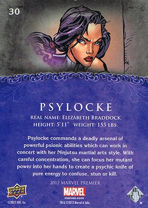 Upper Deck Marvel Premier Base Card 30 Psylocke