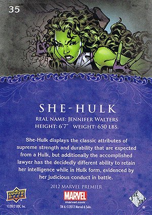 Upper Deck Marvel Premier Base Card 35 She-Hulk