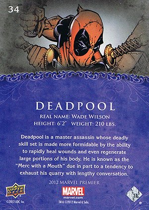 Upper Deck Marvel Premier Base Card 34 Deadpool