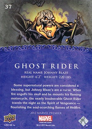 Upper Deck Marvel Premier Base Card 37 Ghost Rider