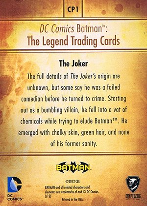 Cryptozoic Batman: The Legend Circus of Villains Posters CP1 The Joker