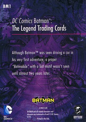 Cryptozoic Batman: The Legend The Batmobile Card BM1 