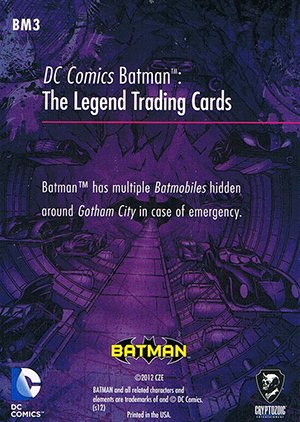 Cryptozoic Batman: The Legend The Batmobile Card BM3 