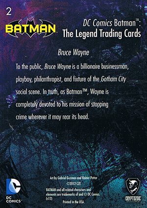 Cryptozoic Batman: The Legend Base Card 2 Bruce Wayne