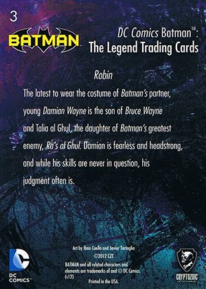 Cryptozoic Batman: The Legend Parallel Foil Card 3 Robin