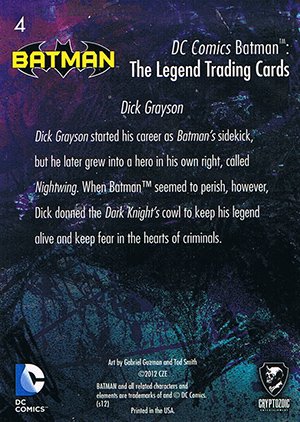 Cryptozoic Batman: The Legend Parallel Foil Card 4 Dick Grayson