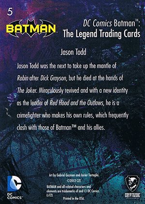 Cryptozoic Batman: The Legend Base Card 5 Jason Todd