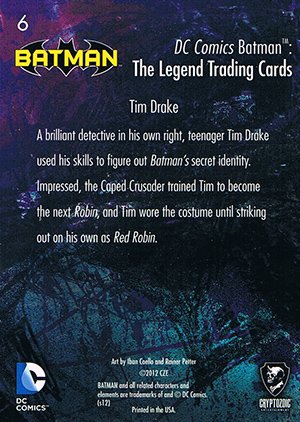 Cryptozoic Batman: The Legend Base Card 6 Tim Drake