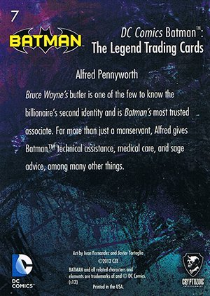 Cryptozoic Batman: The Legend Base Card 7 Alfred Pennyworth