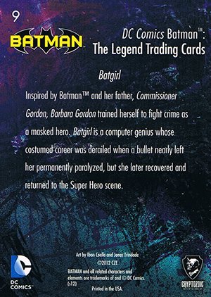 Cryptozoic Batman: The Legend Parallel Foil Card 9 Batgirl
