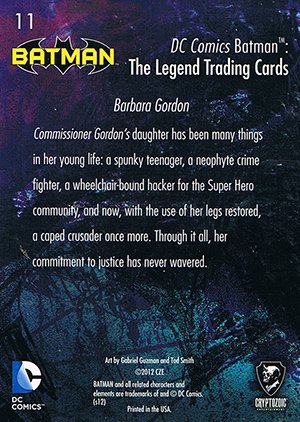 Cryptozoic Batman: The Legend Parallel Foil Card 11 Barbara Gordon