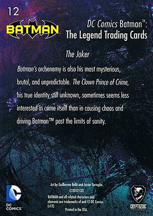 Cryptozoic Batman: The Legend Base Card 12 The Joker