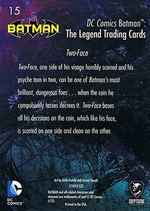 Cryptozoic Batman: The Legend Base Card 15 Two-Face