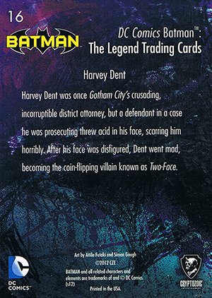 Cryptozoic Batman: The Legend Parallel Foil Card 16 Harvey Dent