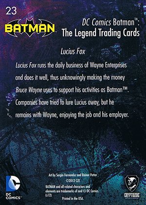 Cryptozoic Batman: The Legend Base Card 23 Lucius Fox