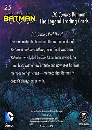 Cryptozoic Batman: The Legend Base Card 25 DC Comics Red Hood