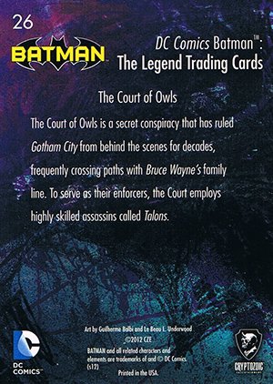 Cryptozoic Batman: The Legend Parallel Foil Card 26 The Court of Owls