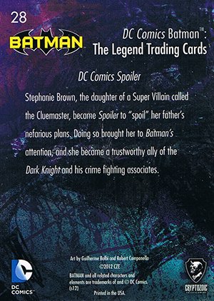 Cryptozoic Batman: The Legend Base Card 28 DC Comics Spoiler