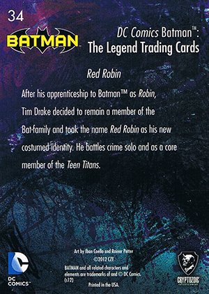Cryptozoic Batman: The Legend Base Card 34 Red Robin
