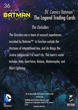 Cryptozoic Batman: The Legend Base Card 36 The Outsiders