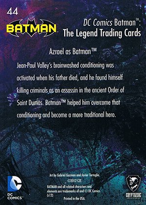 Cryptozoic Batman: The Legend Base Card 44 Azrael as Batman