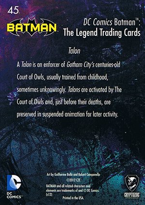 Cryptozoic Batman: The Legend Parallel Foil Card 45 Talon