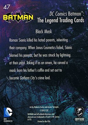 Cryptozoic Batman: The Legend Base Card 47 Black Mask