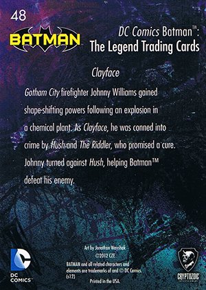Cryptozoic Batman: The Legend Base Card 48 Clayface