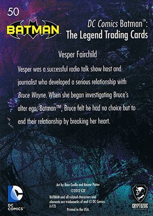 Cryptozoic Batman: The Legend Parallel Foil Card 50 Vesper Fairchild