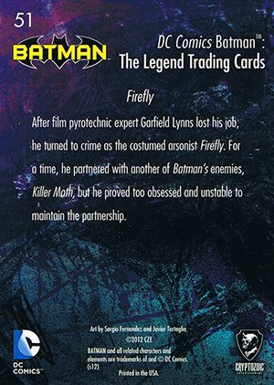 Cryptozoic Batman: The Legend Base Card 51 Firefly