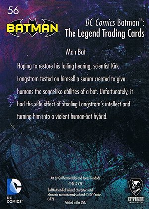 Cryptozoic Batman: The Legend Base Card 56 Man-Bat