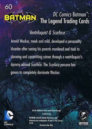 Cryptozoic Batman: The Legend Parallel Foil Card 60 Ventriloquist & Scarface