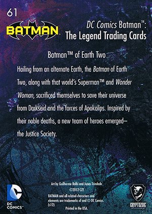 Cryptozoic Batman: The Legend Base Card 61 Batman of Earth Two