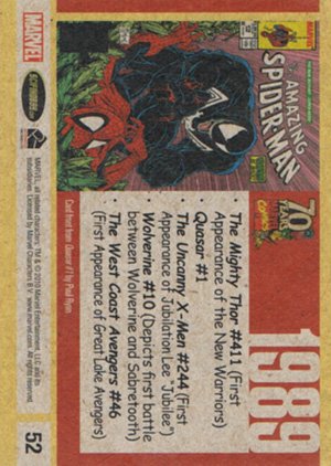 Rittenhouse Archives Marvel 70th Anniversary Base Card 52 1989