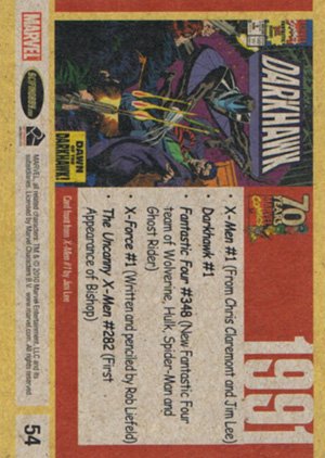 Rittenhouse Archives Marvel 70th Anniversary Base Card 54 1991