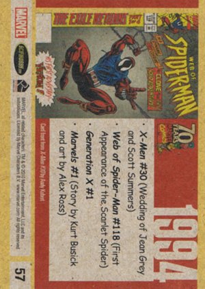 Rittenhouse Archives Marvel 70th Anniversary Base Card 57 1994