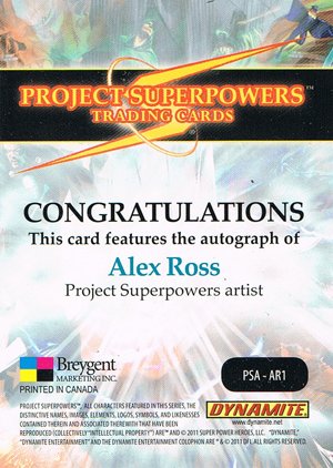 Breygent Marketing Project Superpowers Autograph Card PSA-AR1 Alex Ross