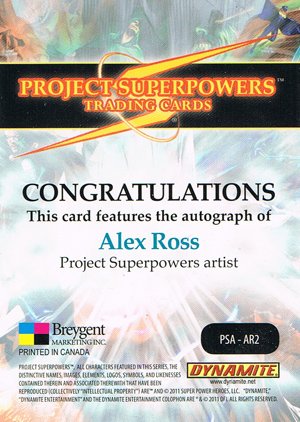 Breygent Marketing Project Superpowers Autograph Card PSA-AR2 Alex Ross