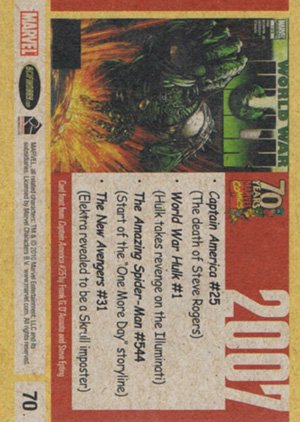 Rittenhouse Archives Marvel 70th Anniversary Base Card 70 2007