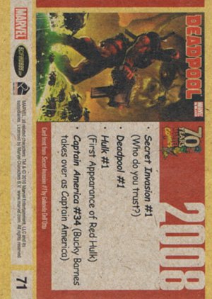 Rittenhouse Archives Marvel 70th Anniversary Base Card 71 2008