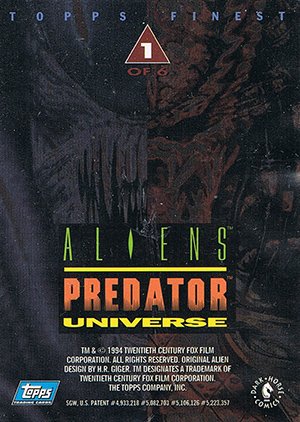 Topps Aliens/Predator Universe Topps Finest Chromium Card 1 of 6 