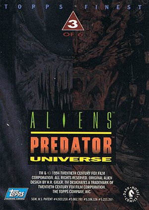 Topps Aliens/Predator Universe Topps Finest Chromium Card 3 of 6 