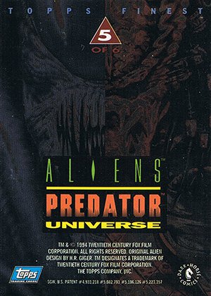 Topps Aliens/Predator Universe Topps Finest Chromium Card 5 of 6 